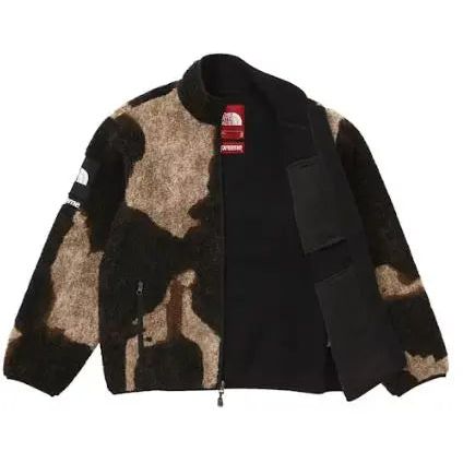 Supreme The North Face Bleached Denim Print Fleece Jacket Black - Hypelusitana