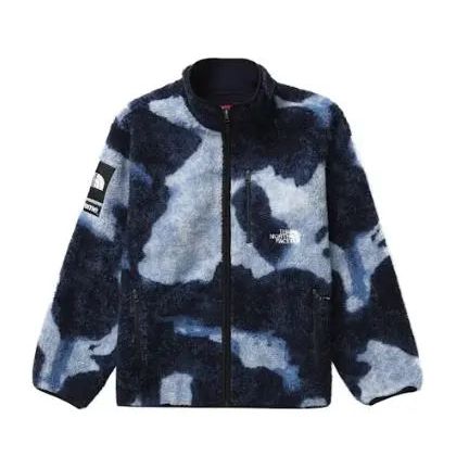 Casaco de lã com estampado de ganga branqueada Supreme The North Face Indigo Hypelusitana