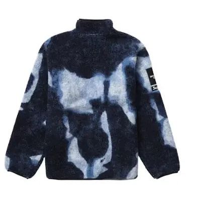 Casaco de lã com estampado de ganga branqueada Supreme The North Face Indigo Hypelusitana