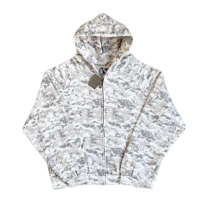 Mertra Camouflage White Zip Up Hoodie