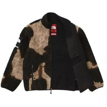 Supreme The North Face Bleached Denim Print Fleece Jacket Black - Hypelusitana