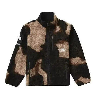 Supreme The North Face Bleached Denim Print Fleece Jacket Black - Hypelusitana