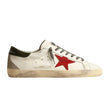 Golden Goose Super-Star with red suede star and green leather heel tab