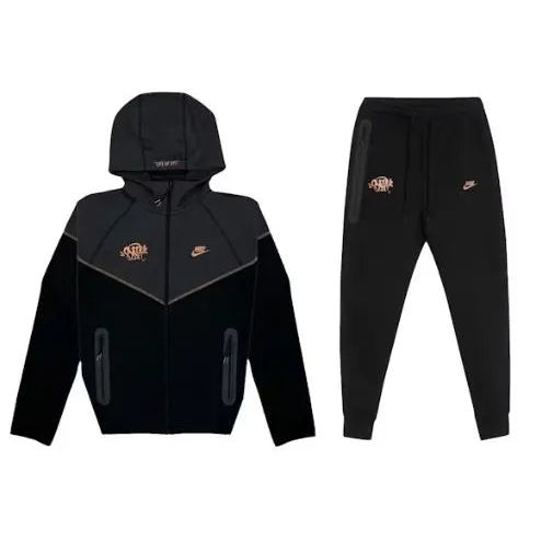 Nike Sportswear x Central Cee Tech Fleece Hoodie & Joggers Set Black/Metallic Red Bronze Hypelusitana